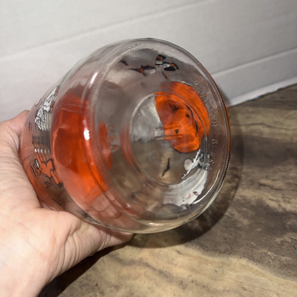 Vintage Carlton glass jar with orange lid Trick-or-treaters pumpkin witch - Picture 5 of 7